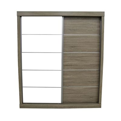 Supreme New 2Door Large Sliding Door Wardrobe With Mirrors-French Sonoma Oak