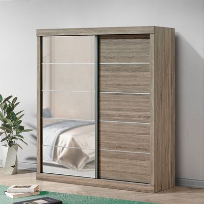Supreme New 2Door Large Sliding Door Wardrobe With Mirrors-French Sonoma Oak Supreme New 2Door Large Sliding Door Wardrobe With Mirrors-French Sonoma Oak
