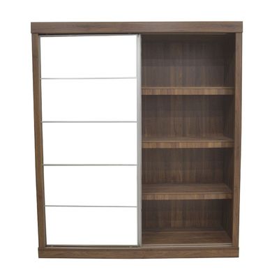 Supreme New 2Door Large Sliding Door Wardrobe With Mirrors-Light Walnut
