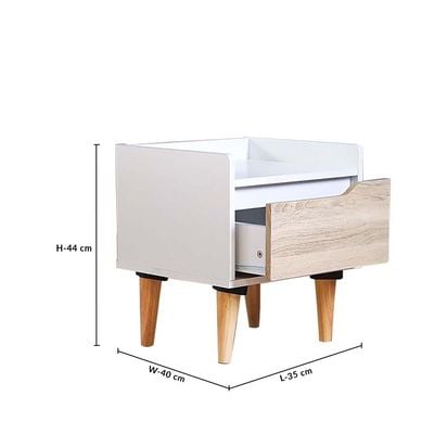 Aurora Night Stand - White / Natural Oak