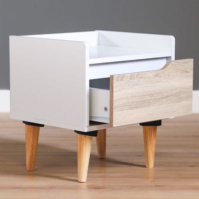 Aurora Night Stand - White / Natural Oak