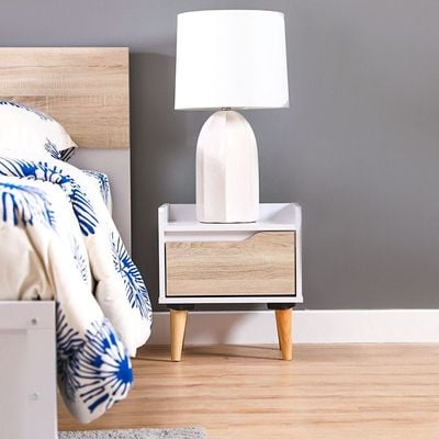 Aurora Night Stand - White / Natural Oak