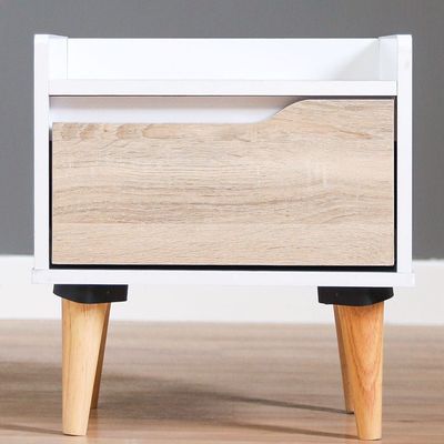 Aurora Night Stand - White / Natural Oak