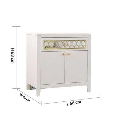 Hernan Night Stand Set of 2 - White Glossy / Golden