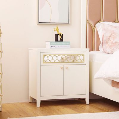 Hernan Night Stand Set of 2 - White Glossy / Golden