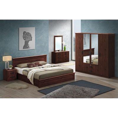 Raymond 4 Door Wardrobe - Acacia Walnut -2 Year Warranty