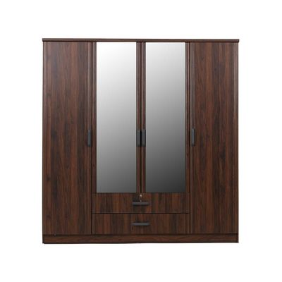 Raymond 4 Door Wardrobe - Acacia Walnut -2 Year Warranty