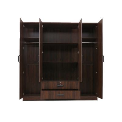 Raymond 4 Door Wardrobe - Acacia Walnut -2 Year Warranty