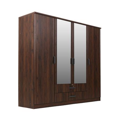 Raymond 4 Door Wardrobe - Acacia Walnut -2 Year Warranty