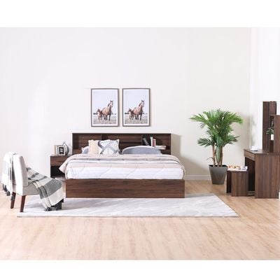 Gamorah 180X200 King Bed Set + Dresser And Stool - Columbia Dark Brown-With 2-Year Warranty