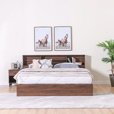 Gamorah 180x200 King Bed Set + Dresser And Stool - Columbia Dark Brown-With 2-Year Warranty