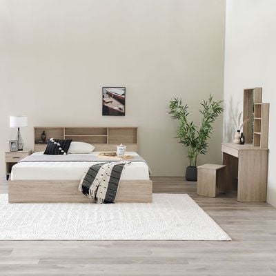 Gamorah 180X200 King Bed Set + Dresser And Stool - Sonoma Oak-With 2-Year Warranty