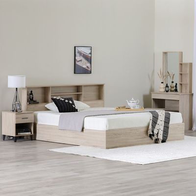 Gamorah 180X200 King Bed Set + Dresser And Stool - Sonoma Oak-With 2-Year Warranty