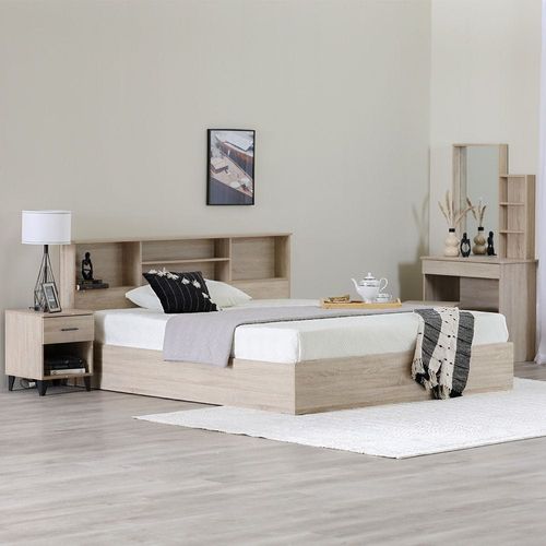 Gamorah 180X200 King Bed Set + Dresser And Stool - Sonoma Oak