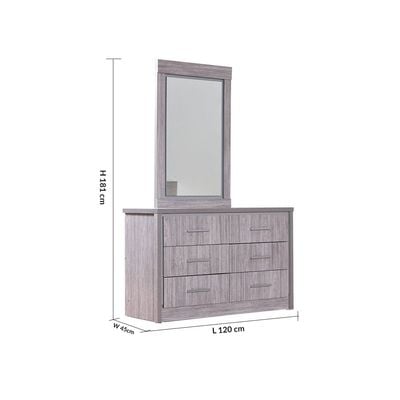 TORINO 180X200 KING BEDROOM SET - GREY OAK / SILVER LINE