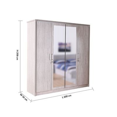 TORINO 180X200 KING BEDROOM SET - GREY OAK / SILVER LINE