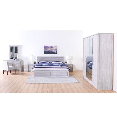 TORINO 180X200 KING BEDROOM SET - GREY OAK / SILVER LINE