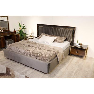 Leticia 180X200 King Bed-Walnut / Brass