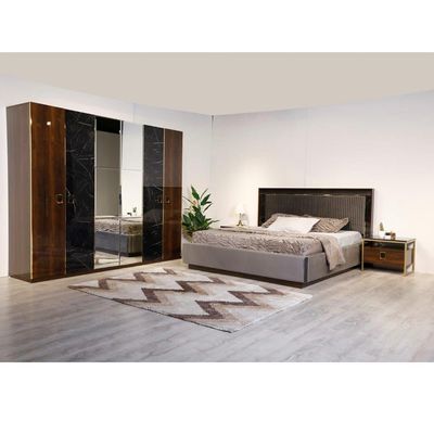 Leticia 180X200 King Bed-Walnut / Brass