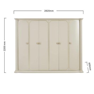 Zelda 6 Door Wardrobe Light Grey / Golden- 2 Years Warranty