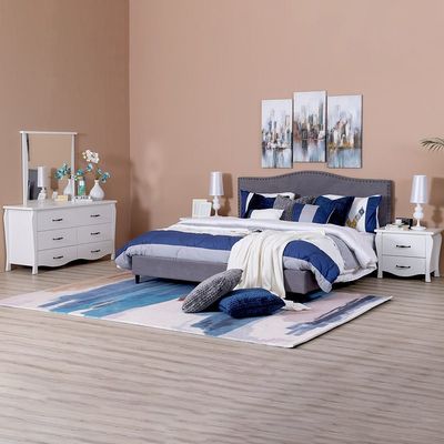 Zenaida 180X200 King Bed Set-Dark Grey / Natural / White