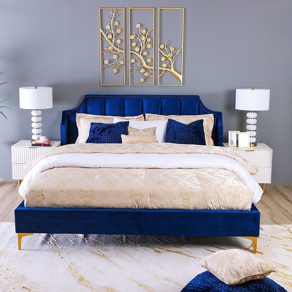 Navy blue shop king bed