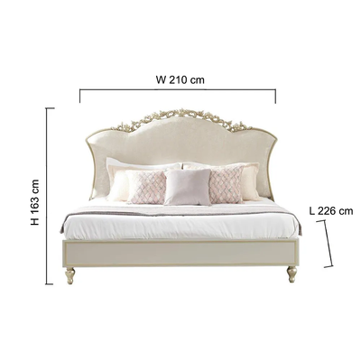 Zelda 200X200 Super King Bed-Lt. Grey / Golden