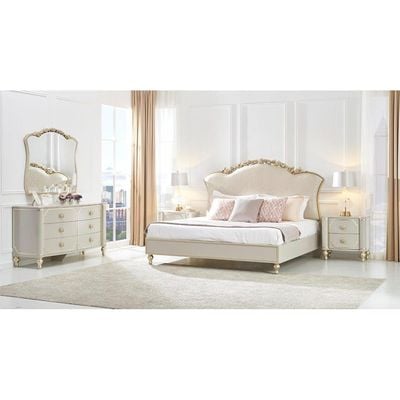 Zelda 200X200 Super King Bed-Lt. Grey / Golden