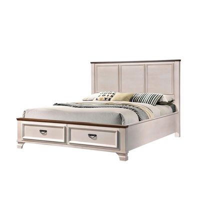 Jennifer 180X200 King Bed with drawer storage - A'mica Walnut / Frost White