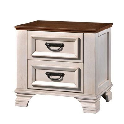 Jennifer Night Stand Set of 2-A'mica Walnut / Frost White