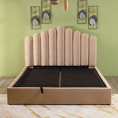 Assunta 180X200 Hydraulic King Bed-Light Brown