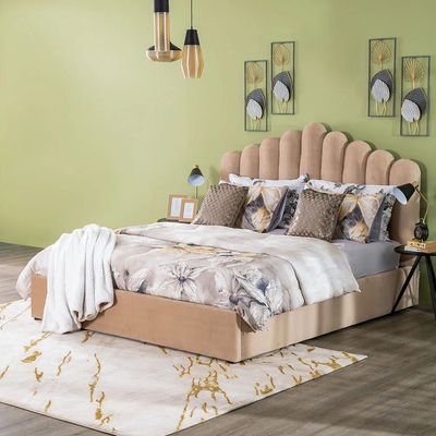 Assunta 180X200 Hydraulic King Bed-Light Brown