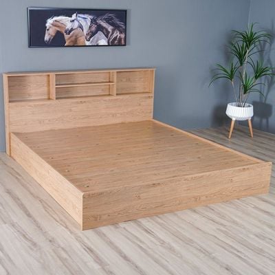 Gamorah 180X200 King Bed Set + Dresser and Stool - Oak-With 2-Year Warranty