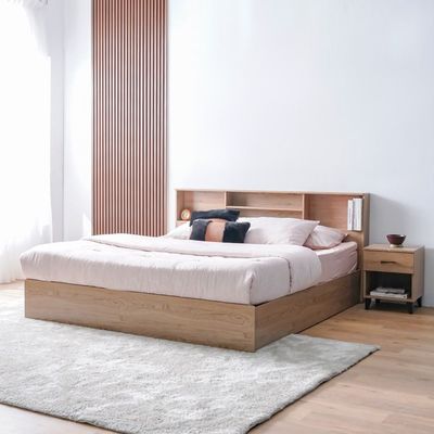 Gamorah 180x200 King  Bed Set + Dresser and Stool - Oak - With 2-Year Warranty
