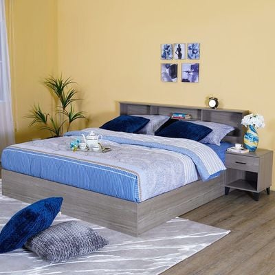 Gamorah 180X200 King Bed Set + Dresser and Stool - Warm Grey-With 2-Year Warranty