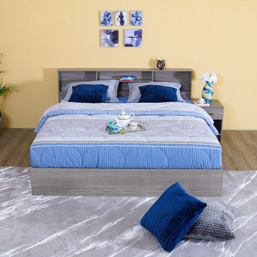 Gamorah 180X200 King Bed Set + Dresser and Stool - Warm Grey