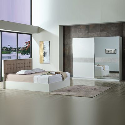 Ruby 180X200 King Bed - White / Taupe