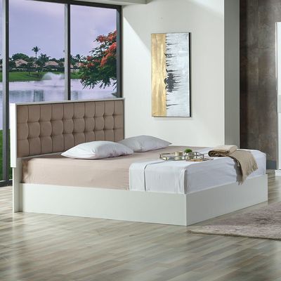 Ruby 180X200 King Bed - White / Taupe