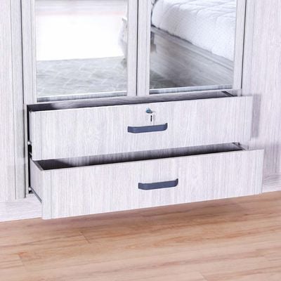 Raymond 4 Door Wardrobe - Grey Oak -2 Year Warranty