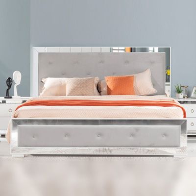 Ezekiel Bedroom Set - White / Silver