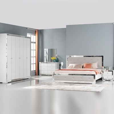 Ezekiel Bedroom Set - White / Silver