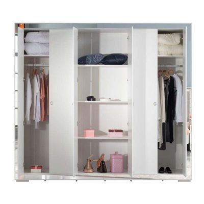 Ezekiel 6 Door Wardrobe-White / Silver