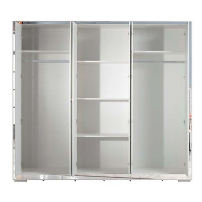 Ezekiel 6 Door Wardrobe-White / Silver