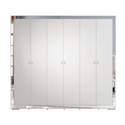 Ezekiel 6 Door Wardrobe-White / Silver