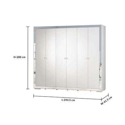 Ezekiel 6 Door Wardrobe-White / Silver