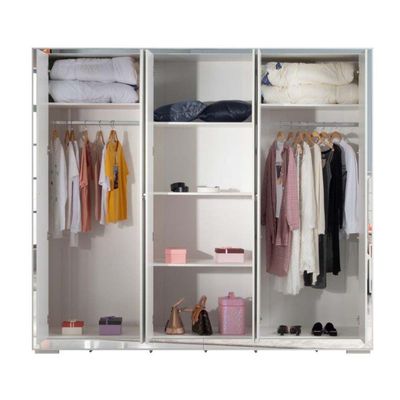 Ezekiel 6 Door Wardrobe-White / Silver