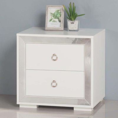 Ezekiel Night Stand-White / Silver