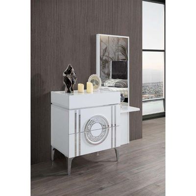 Venus Dresser with Mirror + Stool - White / Silver / Dark Grey