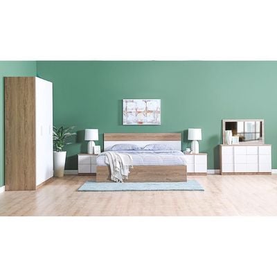 New Allano Bedroom Set - Dark Oak / White