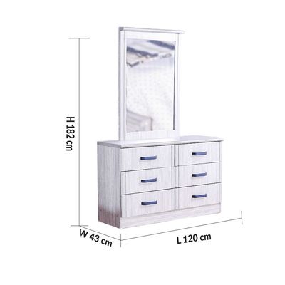 Raymond Dresser with Mirror - Grey Oak - With 2-Year Warranty